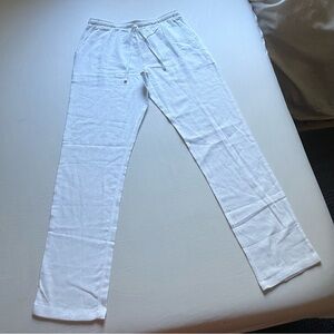 NWT SHILA white cotton gauze elastic waist slim straight leg pants
